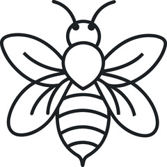 Bee outline vector icon on transparent background