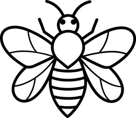 Bee outline vector icon on transparent background