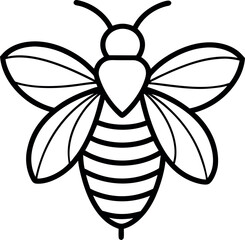 Bee outline vector icon on transparent background