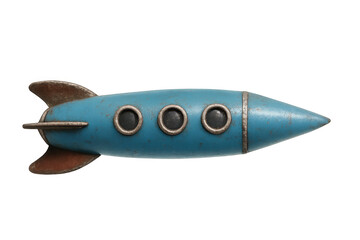 Fototapeta premium Vintage rocket soaring across starry background, transparent png illustrating nostalgic space travel design for graphic projects