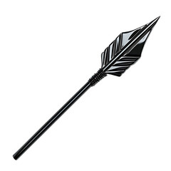 Abstract Arrow with Layered Motifs in Glossy Black Isolated on Transparent Background