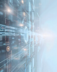 Fototapeta premium Emerging technology concept virtual environment digital graphics futuristic perspective information networks