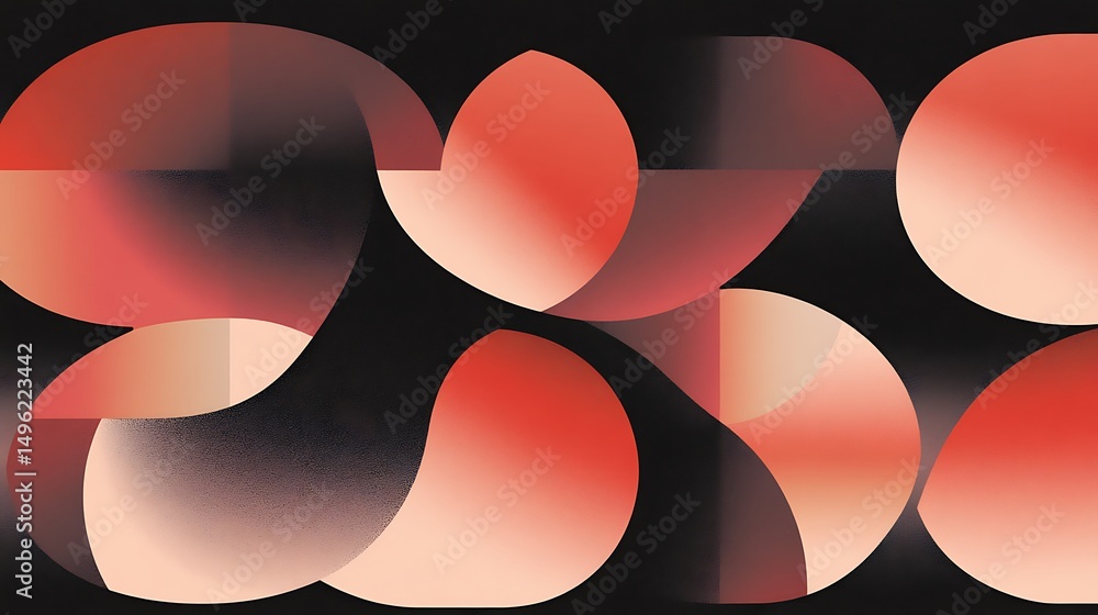 Poster abstract red forms with dark background.