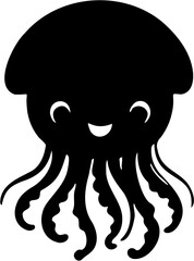 cute jellyfish character silhouette vector illustration