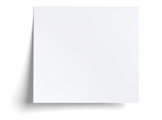 White post it with shadow on transparent background, png image
