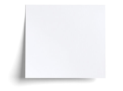 White post it with shadow on transparent background, png image
