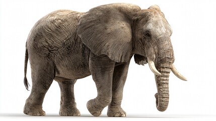 Obraz premium Realistic Elephant Isolated on White Background for Creative Projects