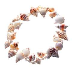 Artistic Shell Necklace with a Freeflowing Cascade Isolated on Transparent Background