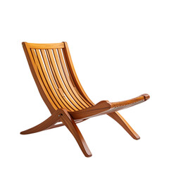 Elegant Fold Away Wooden Beach Chair with a Refined Design Isolated on Transparent Background