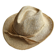 Light Straw Hat with a Breezy Hand Spun Texture Isolated on Transparent Background