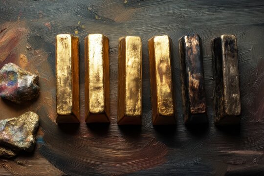 Seis Pe&ccedil;as de Arte Abstrata em Resina e Metal