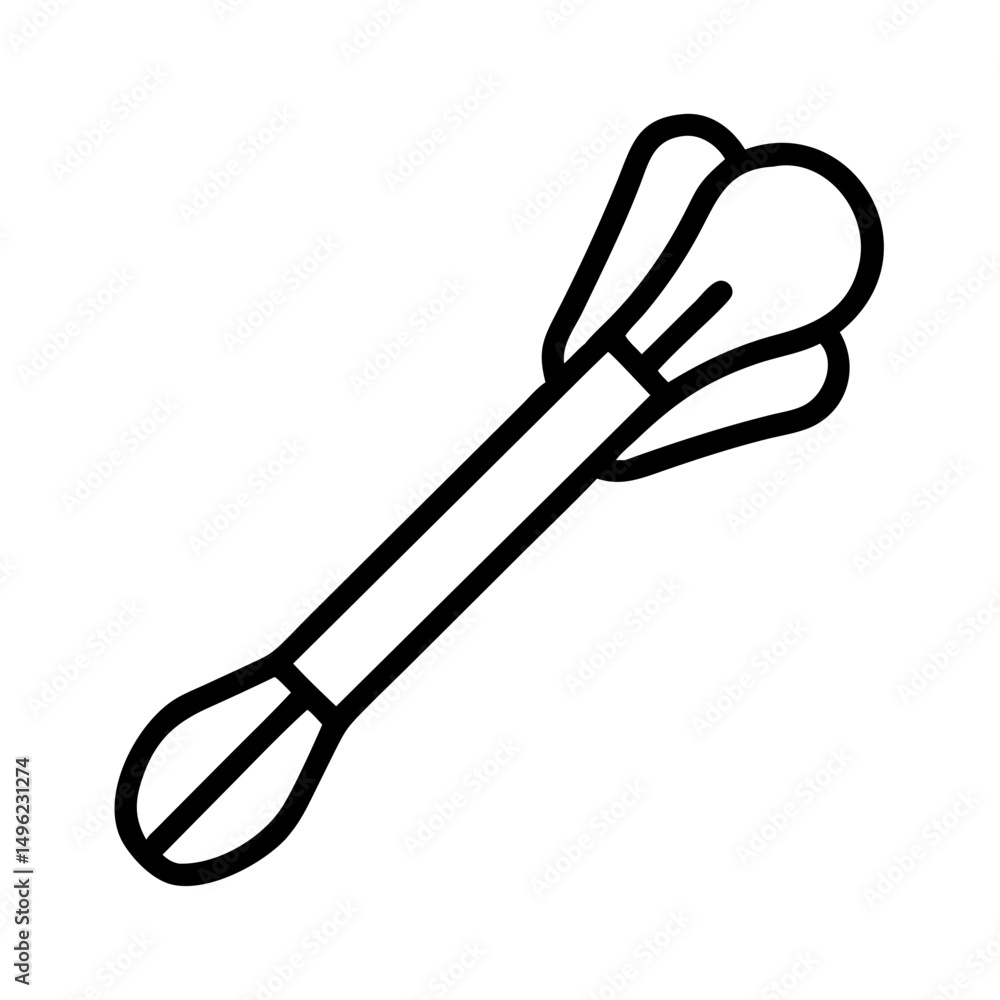 Poster a simple line drawing of an arrow with a unique head and tail design on a white background view