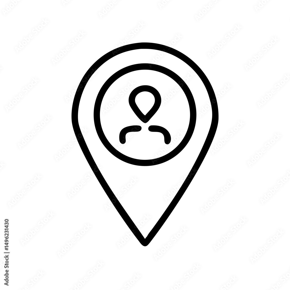 Poster outline of a person inside a map marker indicating location and personal information display exactly