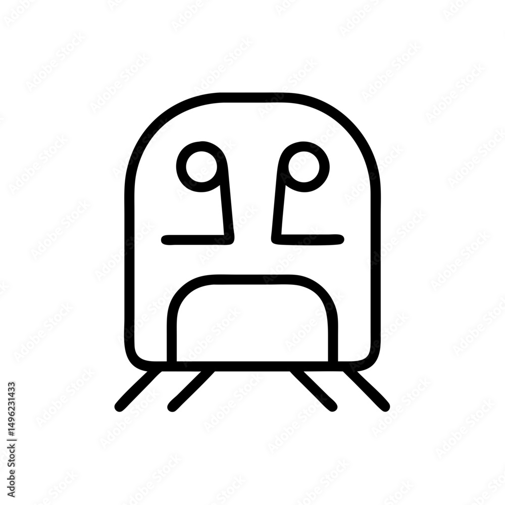 Aufkleber simple line art drawing of a train with rounded features and minimalist design on white background