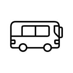 A simple graphic of a small bus with rounded edges and a minimalist design on a white background plane