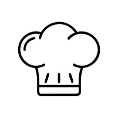Simple graphic representation of a chef's hat with a minimalist outline style and clean white background