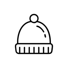 Simple graphic of a winter hat with a pom pom on top and a folded brim design for cold weather wear