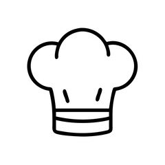 Simple graphic of a chef's hat with a rounded top and two short lines on the front side design