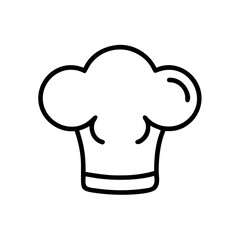 Simple graphic depiction of a chef's hat with a puffy top and a band at the bottom edge of the hat