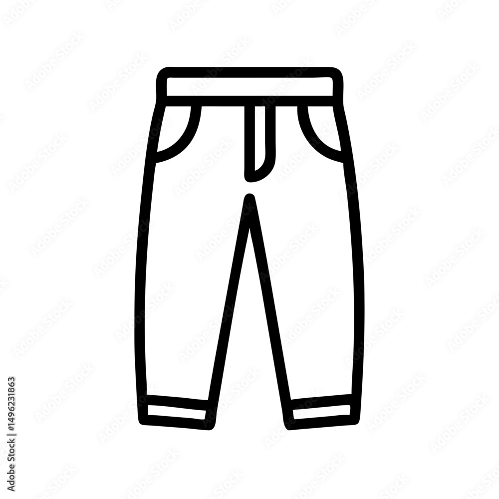 Poster a simple graphic of a pair of pants with pockets and a button loop in outline style design element