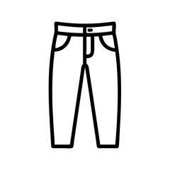Outline drawing of a pair of pants with pockets and a button detail on the waistband design here