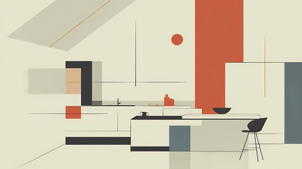 Minimalist white kitchen design. minimalist. Illustration