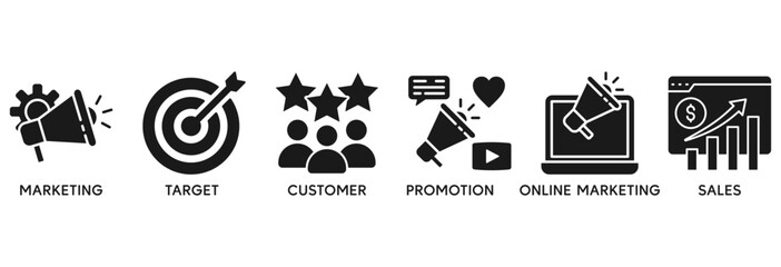Advertising icon set vector illustration concept relate to marketing, target, customer, promotion, online marketing, and sales