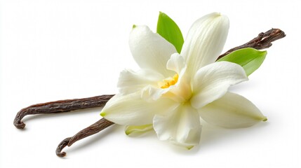 Elegant White Vanilla Flower on Isolated White Background for Floral Design