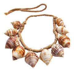 Bold Rustic Shell Necklace with a Cluster of Weather Isolated on Transparent Background