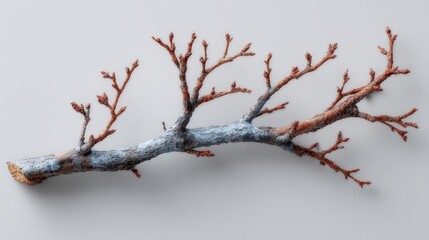 Obraz premium Winter Branch with Buds on White Background