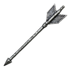 A Satin Silver Arrow with Comet Textures Halleys Co Isolated on Transparent Background