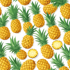 Pineapple seamless background summer pattern tropical fruit