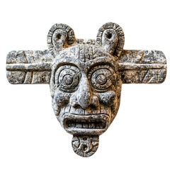 A Stone Arrow with Olmec Were Jaguar Masks Shamanic Isolated on Transparent Background