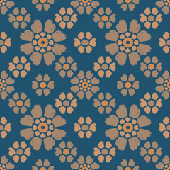 Ikat seamless pattern, Indian motif background, Islamic ethnic, floral embroidery for fabric, print.