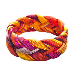Artistic Woven Bracelet with an Intricate Design of a Colorful Bracelet with a Braid Isolated on Transparent Background