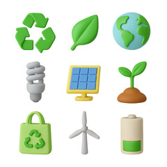 3D Green Icon Set