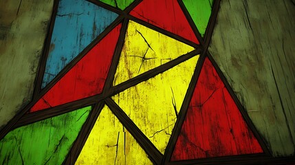 Colorful Geometric Wood Panel Texture.