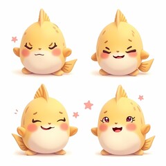 Cute Cartoon Fish with Emotions