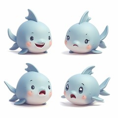 Cartoon Fish with Different Emotions