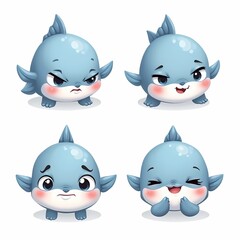 Cute Fish Character Emoticon Set