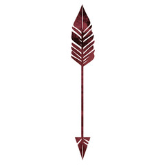 Abstract Arrow with Layered Motifs in Deep Maroon Isolated on Transparent Background