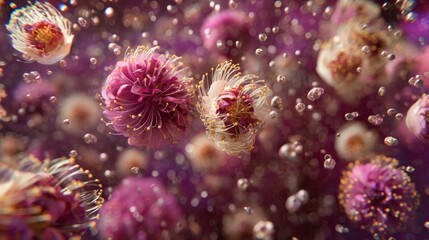 Purple Flowers Underwater Macro Photography