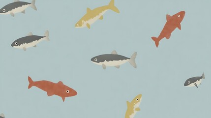 Colorful Fish Seamless Pattern.