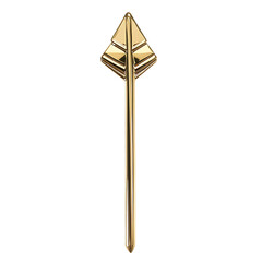 Sleek Arrow with Reflective Finish in Polished Gold Isolated on Transparent Background