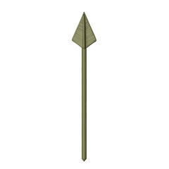 Bold Arrow with Balanced Symmetry in Olive Green Isolated on Transparent Background
