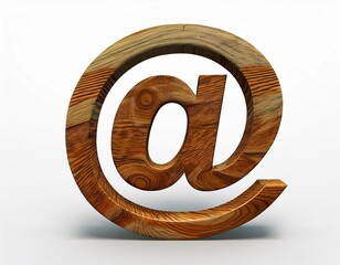 wood email sign 3d arobase symbol pine isolated on white background this alphabet is perfect for creative illustrations related but not limited to decoration nature wood