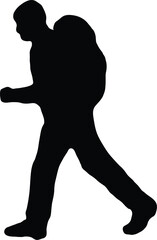 Man Exploring Mountains Silhouette