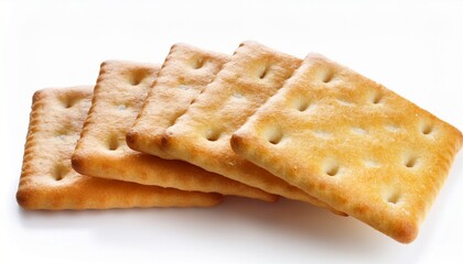 Fototapeta premium salty square cracker biscuit isolated on white background