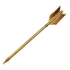 Modern Arrow with Sharp Precision in Brilliant Gold Isolated on Transparent Background