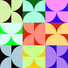 Seamless Retro Geometric Pattern: Bold Bauhaus-Inspired Abstract Design for Modern Textiles, Vibrant Wallpaper and Contemporary Decor